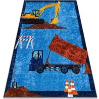 JUNIOR 51827.803 tæppe skal Lastbil, gravemaskine for børn skridsikker - sininen 200x290 cm