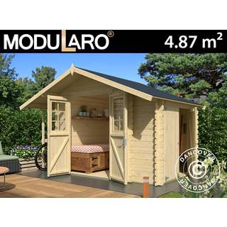 Redskabsskur Redskabsrum Haveskur i træ Moss m/udhæng, 3,2x2x2,28m, 19mm,4,87m²,Natur