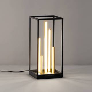 Grid LED-bordlampe, sort/guld, metal, CCT, dæmpbar