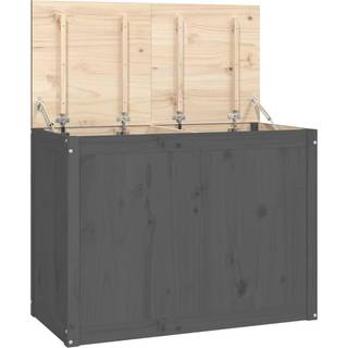 vasketøjskurv 88,5x44x66 cm massivt fyrretræ grå