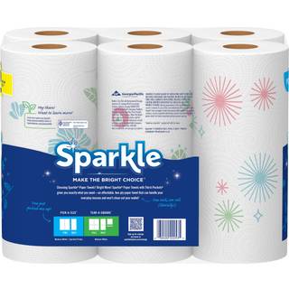 Sparkle pick-a-size papirhåndklæder Spirited Prints 6 Double Rolls = 12 Regular Rolls Everyday Value Paper Håndklæde med fulde og halvt ark