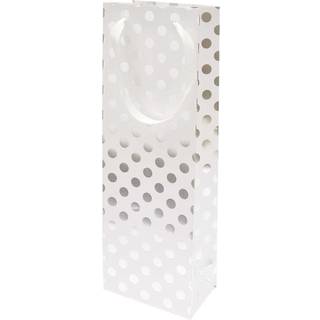 Paper Poetry Flaschentüte weiß Punkte silber 12x36,5x8cm - Weiß