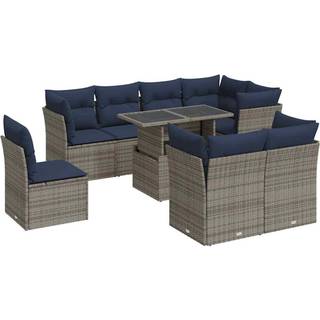 Sofasæt Til Haven 9 Dele Med Hynder Polyrattan Akacietræ Grå