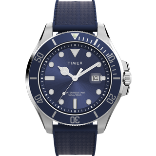 TIMEX Harborside Coast i stål med blå gummi rem