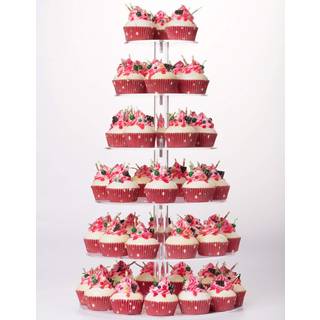 Cupcake stand 6 -lags stor cupcake t?rn display rund cupcake holder akryl dessert stand wienerbr?d display tr? til fest bryllup baby shower ...