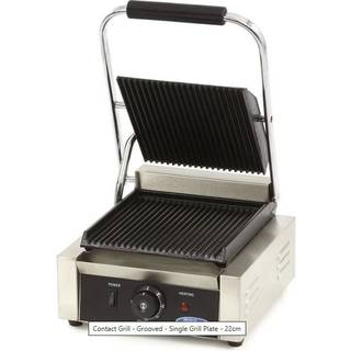 Kontaktgrill - Rillet - Enkelt Grillplade - 22cm