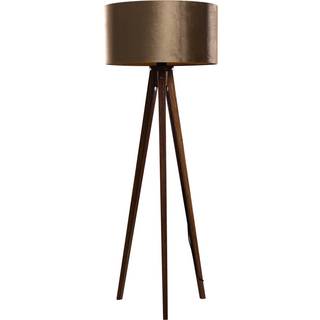 Tripod Gulvlampe Valnødtræ med Bronze Sammet Skærm 50cm - Tripod Classic