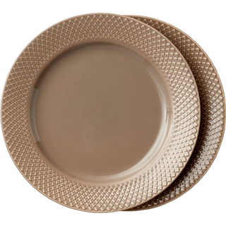 Lyngby Porcelæn Rhombe Earth frokosttallerken clay 2 stk. Ø23 cm