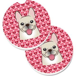 """" Caroline's Treasures BB5308Carc French Bulldog Hearts Cup Holder Car Coasters (Sæt på 2) 2.56 """" """" Multicolor """"