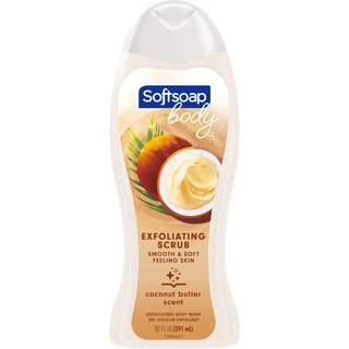 Softsoap Eksfolierende kropsvask med kokosnøddesmørduft, 20 oz - Knuste abrikosfrø-skrub til glat, blød hud