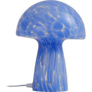 Lindby Hubi bordlampe, hvid, glas, Ø 22 cm, svampeform