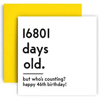 Huxters Funny Birthday Card - Tillykke med 46 -?rs f?dselsdagskort, der t?ller sjovt kort til kvinder og m?nd - tykt milj?venligt papir 148 mm me