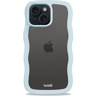 Holdit iPhone 15 / 14 / 13 Wavy Cover - Mineral Blue / Transparent