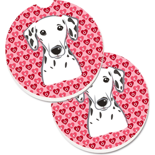 """" Caroline's Treasures Dalmatian Hearts Set med 2 Cup Holder Car Coasters 2.56 Multicolor """"