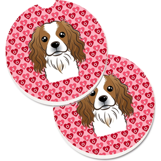 """" Caroline's Treasures Cavalier Spaniel Hearts Set med 2 Cup Holder Car Coasters 2.56 Multicolor """"