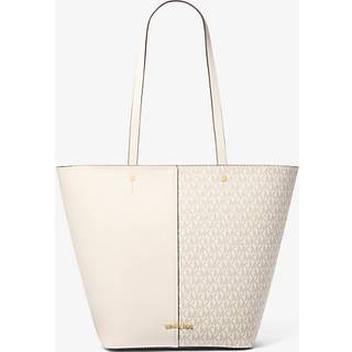 MK Flora Large Signature Logo and Leather Tote Bag - Natural - Michael Kors - ONE SIZE