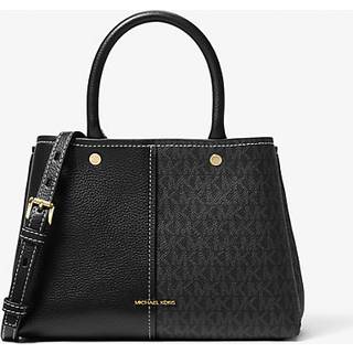 MK Flora Medium Signature Logo and Leather Satchel - Black - Michael Kors - ONE SIZE
