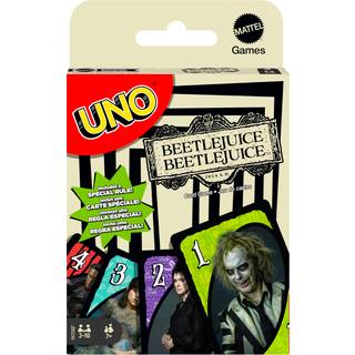 Mattel Games UNO Beetlejuice Kortspil - Til børn, voksne og hele familien med temakortdæk og Beetlejuice-regel