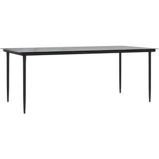havebord 200x100x74 cm stål og hærdet glas sort