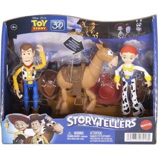 Mattel Disney Pixar Storytellers Toy Story 3-Pack of Woody Jessie & Bullseye 4-tums autentiska poserbara figurer Keykaraktär samlarobjekt