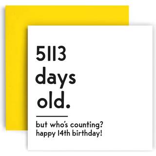 Huxters Funny Birthday Card - Happy 14th Birthday Card Day Counting Funny Card for Women and Men - Tykt milj?venligt papir 148mm med 148 mm Unikt