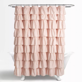 Lush Decor Ruffle Broes Gardain | Blomsterstruktureret vintage chic bondegårdsstil design rødme 72 """" x 72 """"
