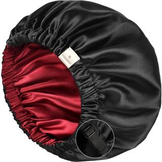 Yanibest satin motorhjelm til sovende h?r motorhjelm til kvinder og m?nd Dobbeltlag Justerbar silkeagtig motorhjelm til kr?llet fletninger H?r