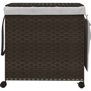 Vasketøjskurv Med Hjul 60X35X60,5 Cm Rattan - Mørkebrun