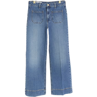 River Island River Island Blue 2 High Waisted Pocket Front Wide Leg Jeans