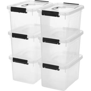 Jujiajia 6 Quart Clear Storage Latch Box/Bins 6-Pack Plastic Container med låse og låg