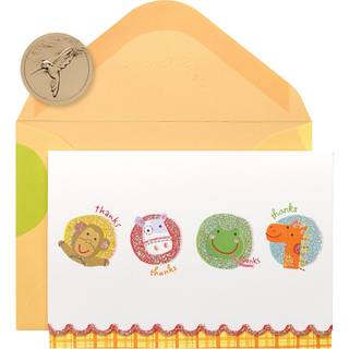 Papyrus tak kort med konvolutter dyr med glitter (14-t?lling)