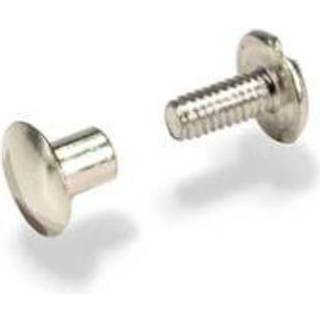 Tandy Leather Screw Post 1/4 """" (6 mm) Nikkelbelagt stål 10/pk 1290-02