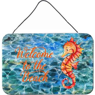 """" Caroline's Treasures Seahorse Welcome Metal Print 8 """" """" X 12 """" """" Multicolor """"