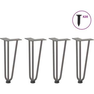 hårnåleben til sofabord 4 stk. naturstål 30 cm massivt stål