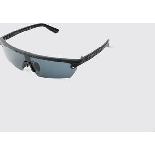 Mens Plastic Black Visor Sunglasses