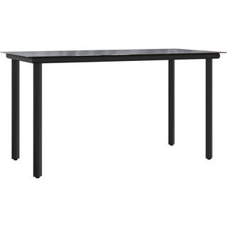 havebord 200x100x74 cm stål og hærdet glas sort