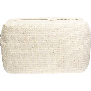 DARK Tweed Make-Up Pouch Large Off White With Gold
