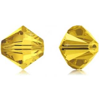 24PCS ADABELE ?strigsk 8mm facetteret bicone krystalperler Amber Yellow kompatibel med Swarovski Crystals Preciosa 5301/5328 SSB807