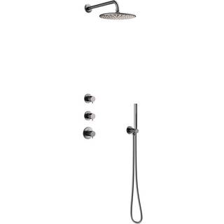 Damixa Silhouet XS 1 brusesystem (3 greb) til indbygning i børstet grafitgrå pvd