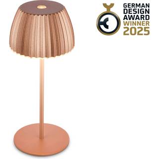 LED-bordlampe Brilo unplugged Riffle, 20 cm, kobber