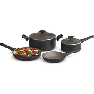 Bella 12 stykker køkkengrej sæt med Evergood keramisk nonstick coating opvaskemaskine & ovn sikker alle komfurer kompatible tempererede glas låg