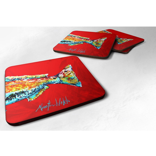 """" Caroline's Treasures MW1141BFC Fish-Red Fish Alphonzo Tail Foam Coasters (Sæt på 4) 3,5 """" ""H X 3,5"" """" ""W Multicolor"" ""