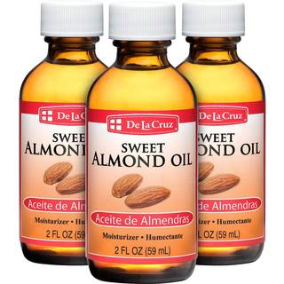 De la cruz sød mandelolie naturligt hår og hud fugtighedscreme 3-pakke med 2 fl oz glasflasker