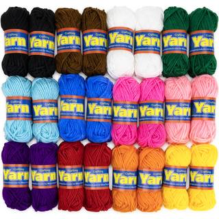 Hygloss assorteret akrylgarns?t - 24 mini farverige n?je - h?klet garn til h?kling og strikning - 100% akrylgarn - bl?dt glat garn - 2x 12 -pakke