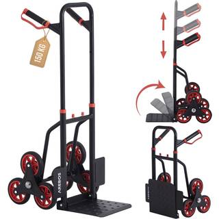 Arebos® 150 kg trappesækkevogn | sammenklappelig | transportvogn til bevægelse og tunge genstande | trappeklatrer | sort