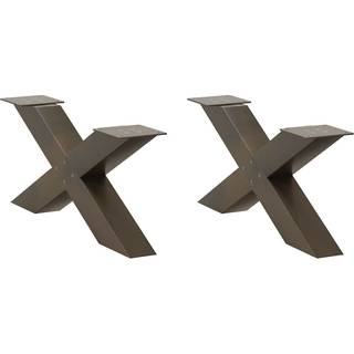 sofabordsben X-formet 2 stk. naturstål 70x(30-31) cm stål