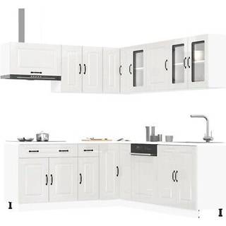 Køkkenskabssæt Kalmar 11 Dele Konstrueret Træ Beton Grå - Hvid højglans