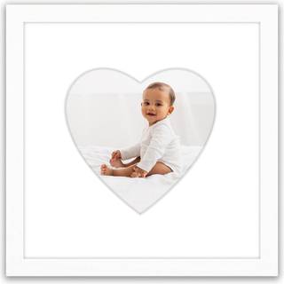 AMERICANFLAT 8X8 Billedramme med hjerteformet m?tte i hvidt - Brug som 12x12 billedramme uden mat eller 8x8 ramme med mat - konstrueret tr?ramme