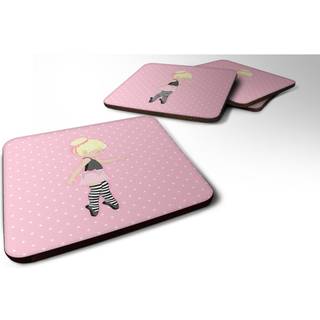 """" Caroline's Treasures Ballerina Blonde Releve Foam Coaster Set på 4 3,5 multicolor """"