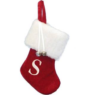 Kurt Adler 7 """" Rød/hvidt monogram S """" Mini Stocking